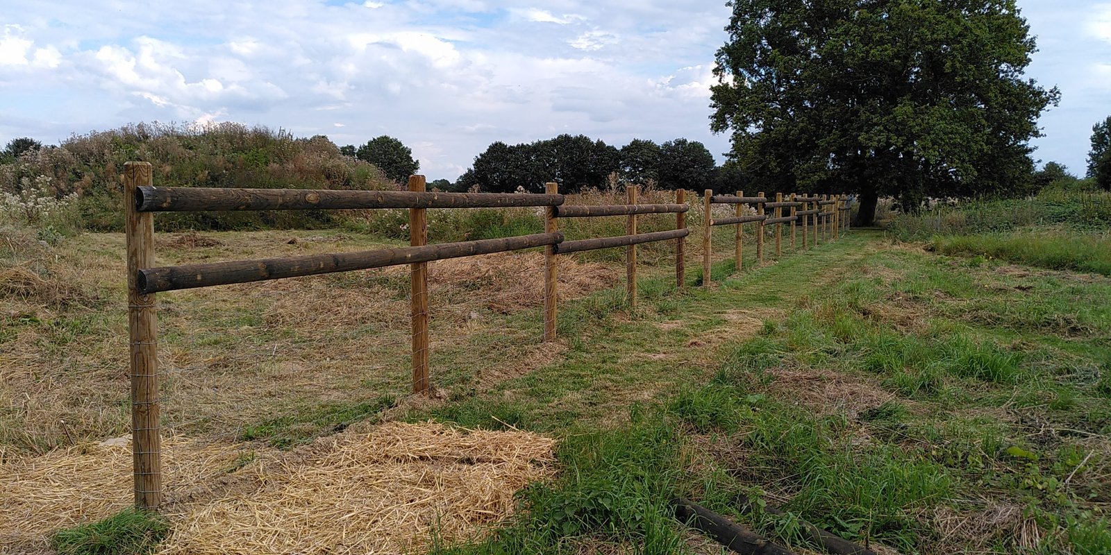 Fence round the forest garden being built